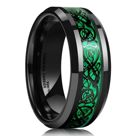 - King Will Tungsten Ring For Men 8mm Celtic Dragon Wedding Band 8.5