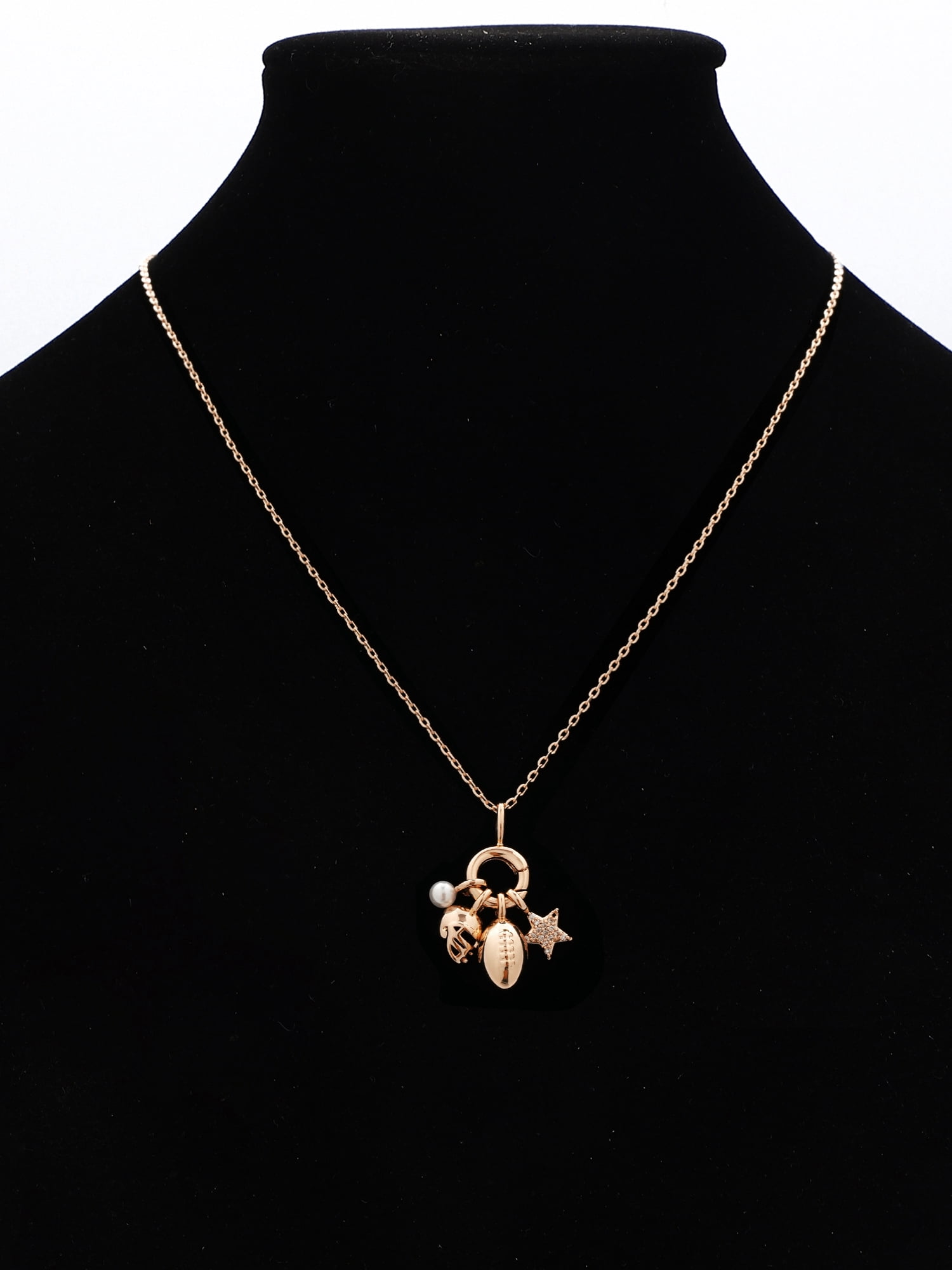 Believe by Brilliance Football Removable Charms Necklace in 14KT Gold Flash Plated
