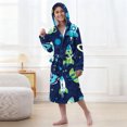 thumbnail image 4 of RXMEKW Velvet Hooded Bathrobe For Girls Long Sleeve Sleepwear Pajama Set With Button Closure, 4 of 7