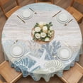 thumbnail image 2 of Summer Marine Life Round Tablecloth 60 inches Ocean Coral Coastal Starfish Sand Dollar Retro Waterproof Oil-Proof Table Cloth Round Table Cover for Holiday Party Picnic Dinner Decor Indoor Outdoor, 2 of 9