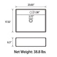 thumbnail image 4 of Sinber 24" x 17" x 6.3" White Rectangular Ceramic Countertop Bathroom Vanity Vessel Sink BVS2417A-OK, 4 of 8