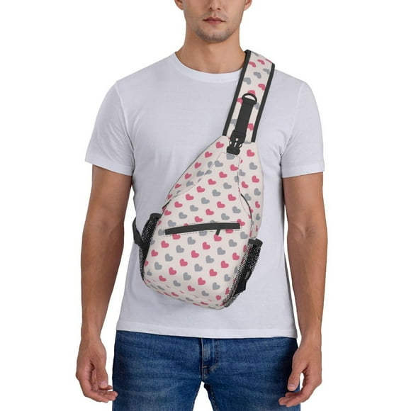 ZICANCN Crossbody Sling Bags for Women Men,Rose Heart Pink Casual Shoulder Backpacks for Hiking Daypacks