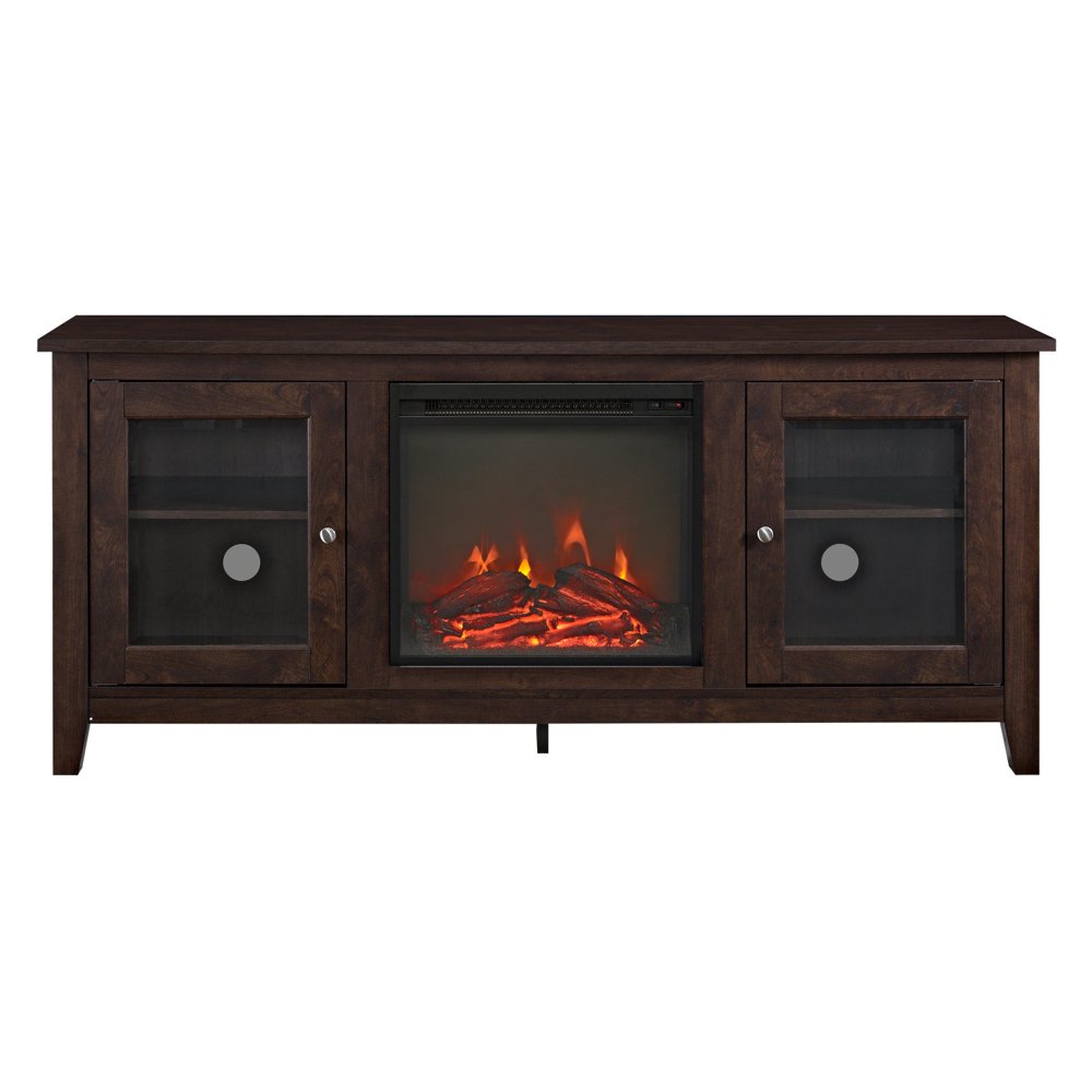 Walker Edison 58in. Wood Media TV Stand Console with Fireplace