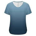 thumbnail image 5 of Womens Summer Shirts Short Sleeve Dolman Tops Fashion Gradient V Neck Blouse Dressy Casual Basic Tees Ruched Tunic Going Out Business Work Clothes T Shirt with Side Shirring, 5 of 6