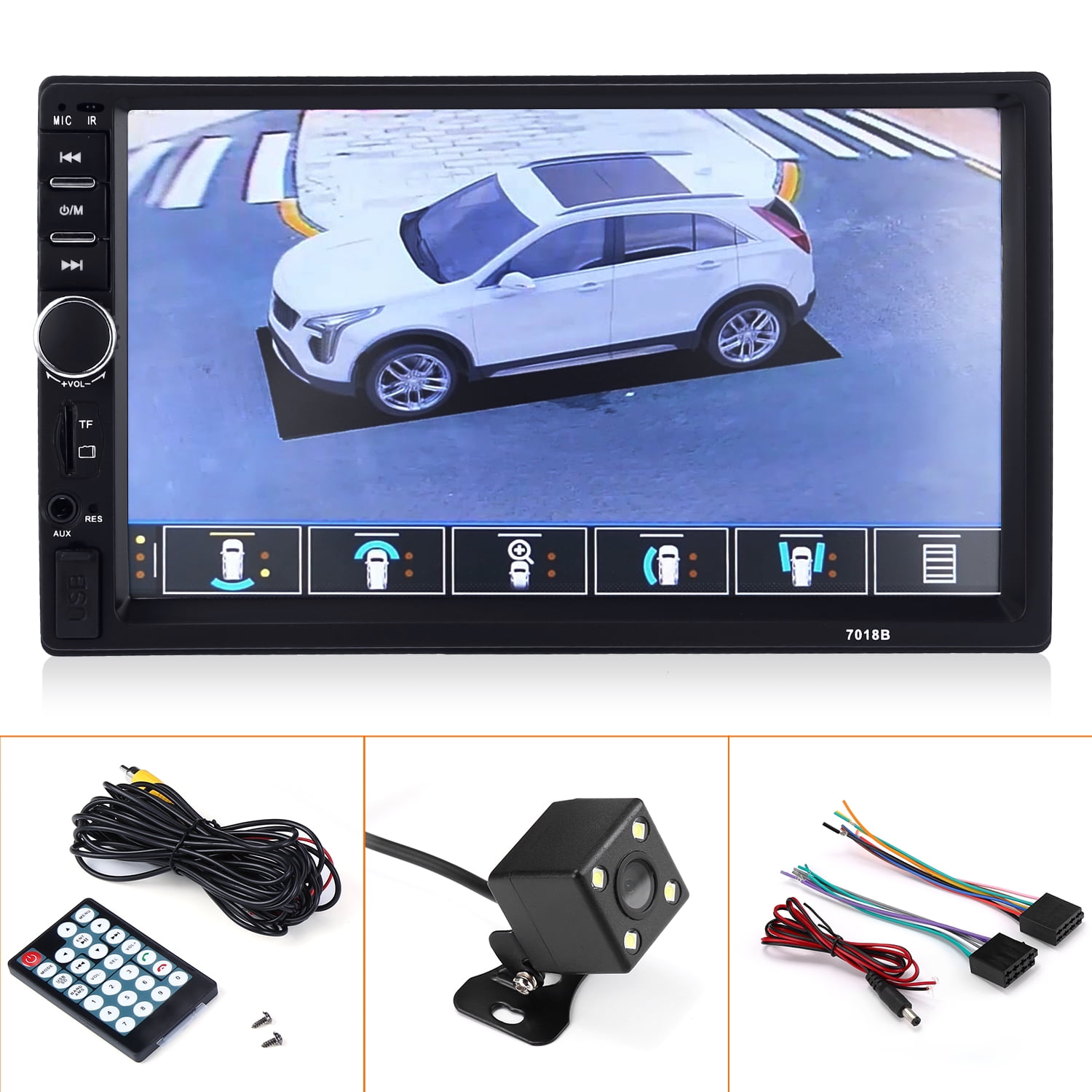 Rear Camera Android iPhone Mirrolink Car Stereo Bluetooth 2DIN 7" HD MP5 Player 