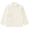 thumbnail image 3 of Sholeno Kids Girls Long Sleeve Faux Fur Fleece Zip Up Jacket Thicken Solid Color Casual Warm Beige 140, 3 of 7