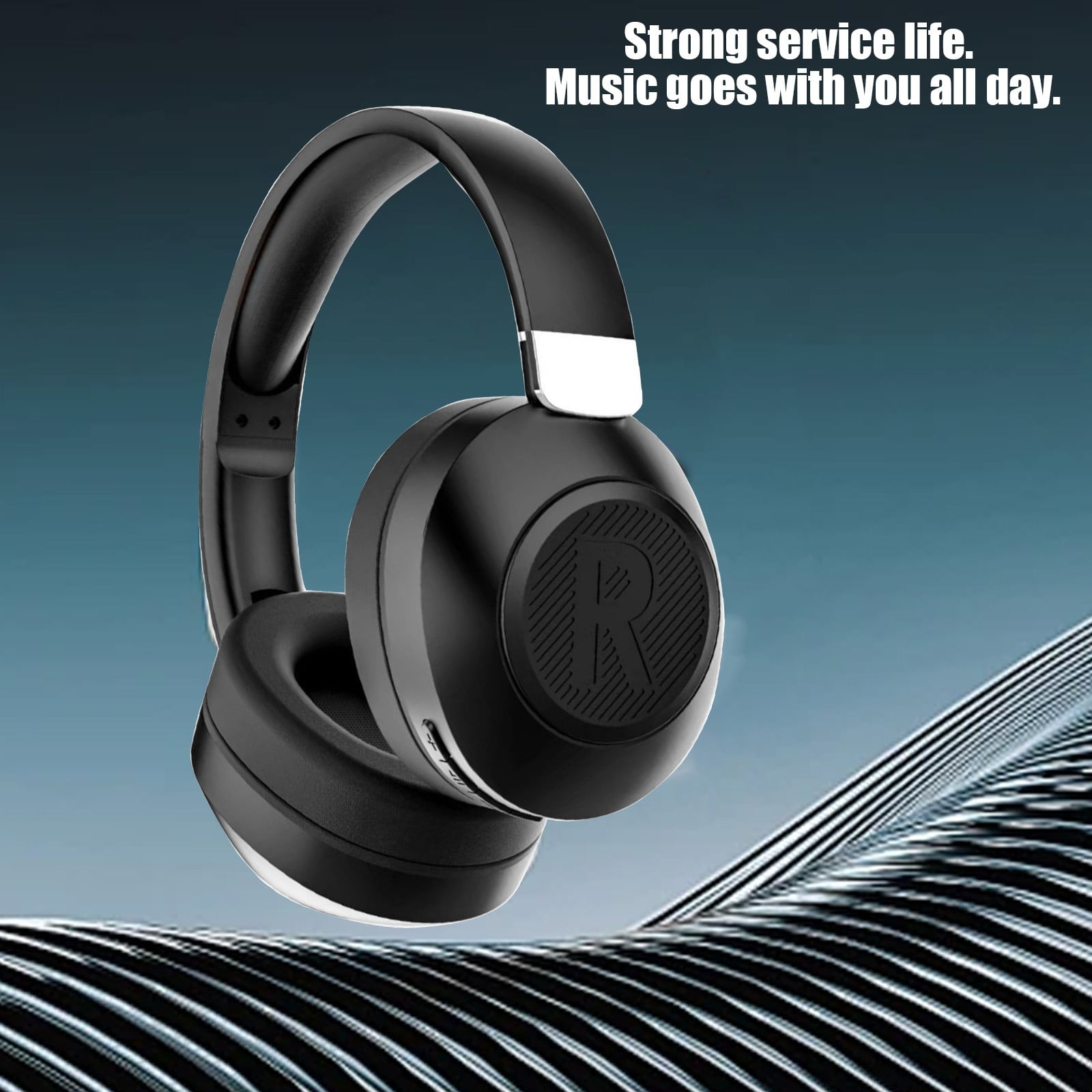 Wireless Bluetooth Headphones Over Ear 65H Playtime HiFi Stereo Headset with Microphone and 6EQ Modes Foldable Bluetooth V5.3 Headphones for Travel Smartphone Computer Laptop,Black
