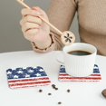 thumbnail image 6 of Pofeuu USA Colors Stripes1 Print Leather Coasters Set of 6, Round Cups Mugs Mat Pad for Home Kitchen Heat Resistant Drink Coasters,Square, 6 of 7