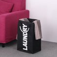 thumbnail image 3 of Práctica Bolsa de Lavandería Plegable Lavado de Ropa Sucia Cesta de Lavandería Bolsa de Almacenamiento Duradera con Mango de Aleación - Negro, 3 of 7