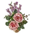 thumbnail image 3 of Nearly Natural Large Rose and Dancing Daisy with Wooden Pot in Pink, 3 of 3