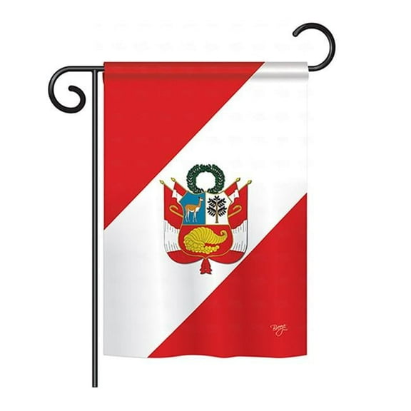 Breeze Decor BD-CY-GS-108153-IP-BO-D-US13-BD 13 x 18.5 in. Peru Flags of the World Nationality Impressions Decorative Vertical Double Sided Garden Flag Set with Banner Pole