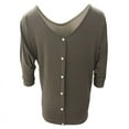 thumbnail image 3 of Womens T Shirts Basic V Neck Tee Loose Fitting Casual 3/4 Bats Sleeve Tops, 3 of 5