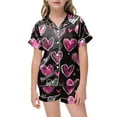 thumbnail image 2 of Godom Girls Pajama Short Sleeve Button-Up Top Shorts Summer Flowers Satin Pajamas 2 Piece Nightwear, 2 of 4