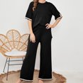 thumbnail image 3 of KIHOUT Fall Clearance 2-Pack Women's 2-Piece Summer Short Sleeve Shirt and Pants Lounge Set, 3 of 9