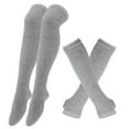 thumbnail image 3 of BLOCLOALO Thigh High Stockings Over the Knee Socks forWomen Stockings Striped Women's High Gloves Socks Socks Socks Leg Socks Extra Long Socks Comfortable Socks Grey One Size, 3 of 3