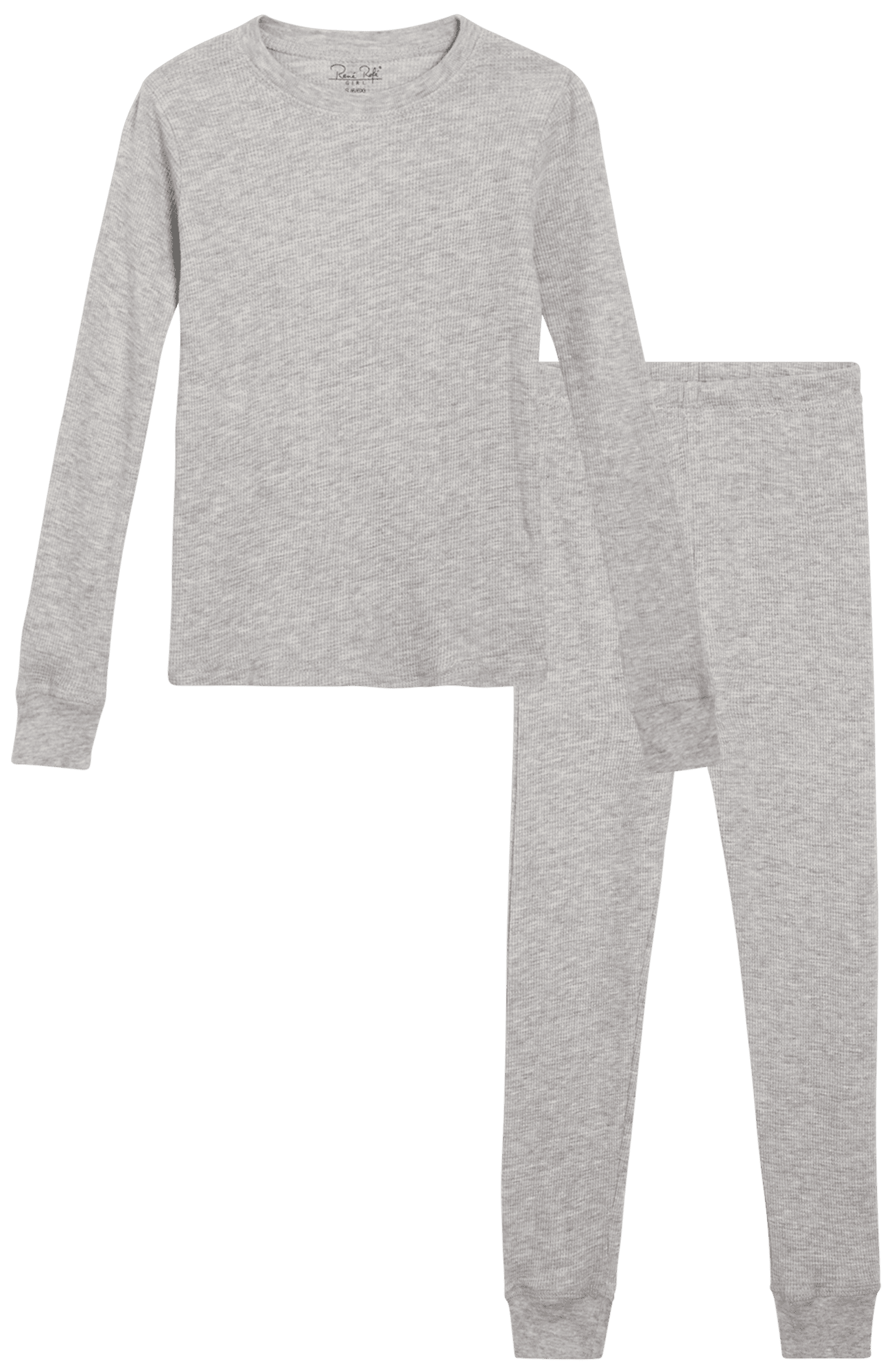 Rene Rofe Girls’ Thermal Underwear Set 2 Piece Waffle Knit Top and