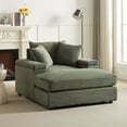 thumbnail image 4 of Muumblus Oversized Lounge Chair with Ottoman, Cloud Accent Reading Armchair for Living Room, Green Chenille, 4 of 9