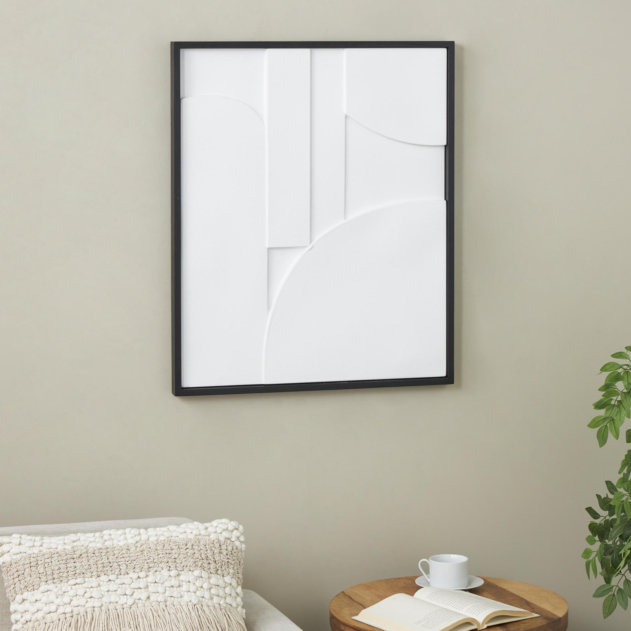 26" x 31" Dimensional Curved Art Deco Geometric Framed Wall Art with Black Wooden Frame, by DecMode