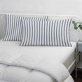 thumbnail image 4 of Navy Blue Striped King Size Pillow Cover, Pillowcase Protectors with Zipper, Breathable Decorative Throw Pillow Case Cover, Navy Blue White Stripes Farmhouse Pillow Shams for Couch Sofa 20x36Inch, 4 of 8
