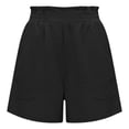 thumbnail image 6 of Linen Shorts for Women Summer Casual Elastic High Waist Wide Straight Leg Loose Fit Lightweight Beach Shorts with Pockets, 6 of 6