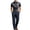 Navy, variant on Men's 2 Piece Sets Dressy Formal Lapel Plaid Short Sleeve Tops with Buttoned Suit Long Pants Casual Outfits for Business