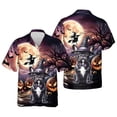 thumbnail image 3 of Spooky Halloween Night Witch French Bulldog Glowing Pumpkins Hawaiian Shirt Breathable Summer Unisex Merch Dog Lover Gifts - 12015, 3 of 6