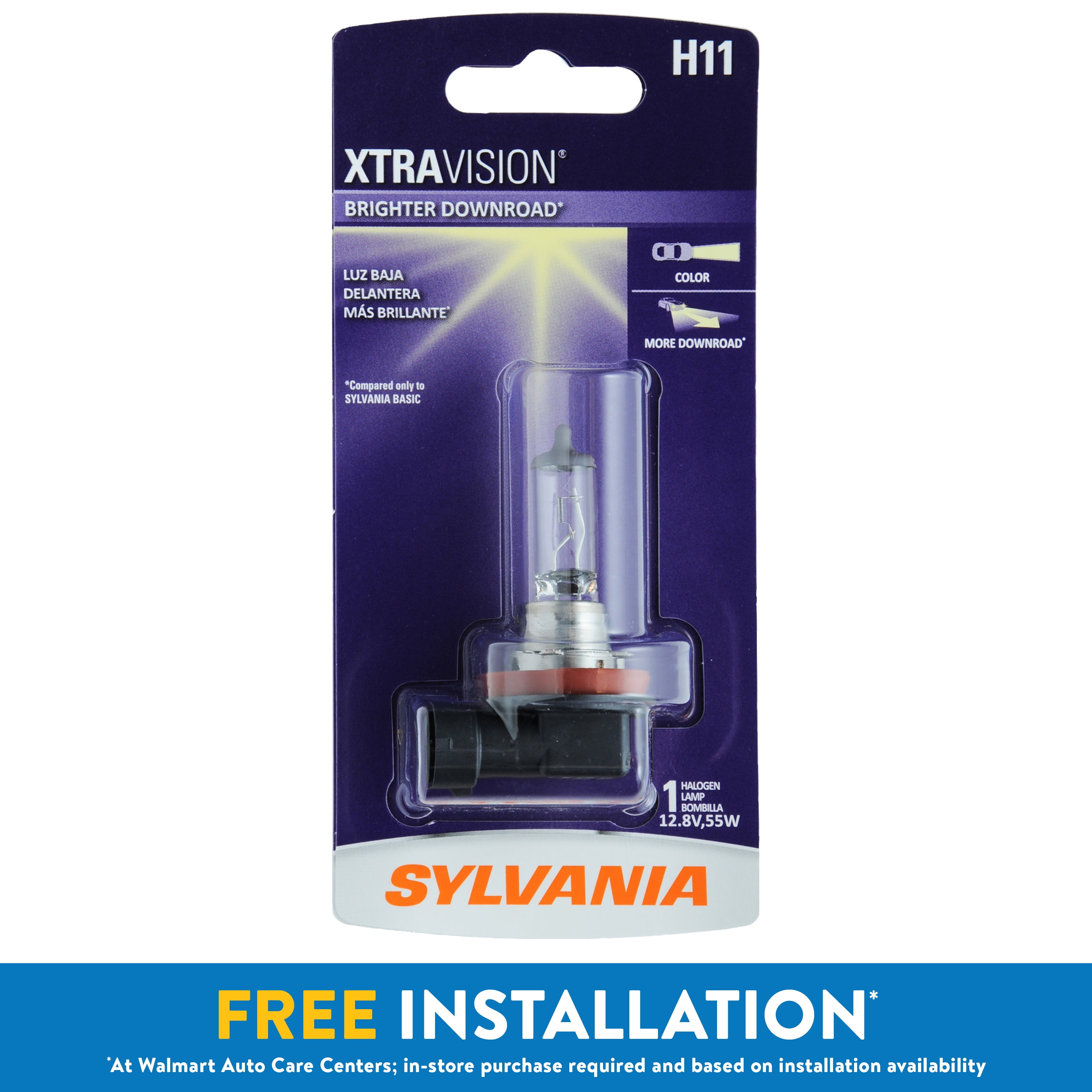 Sylvania H11 XtraVision Halogen Headlight Bulb, Pack of 1