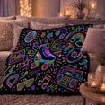 thumbnail image 6 of 80S 90S Roller Skating Disco Neon Doodle Party, Cozy Friendship Quote Scene, Warm Flannel Blanket for Living Room and Reading Nook, Art Lovers Friendship Gift, Fantasy Home Decor, 6 of 9