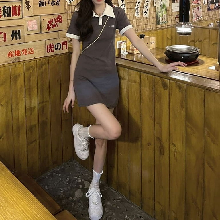 Polo Women's Dress 2023 Summer Y2K One Pieces Korea White Polo Women's Dress 2023 Summer Y2K One Pieces Korea White