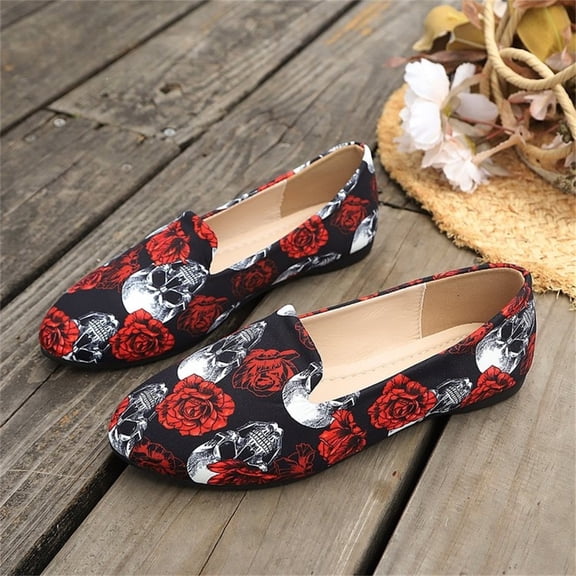 Domuza Walking Shoes Women Breathe Mesh Slip On Sneakers Lightweight Floral Casual Loafers Trendy Comfortable Walking Sneakers for Women Black 5.5（EU-36）
