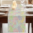thumbnail image 3 of Easter Table Runner, Watercolor Rabbits Love Polka Dots Spring Beige Washable Cotton Linen Table Runners 36 Inches Long, Dresser Scarf Runner for Nightstand/End Tables/Round Tables 13''x36'', 3 of 9