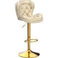 thumbnail image 7 of JESTOP Modern Swivel Pub Height Barstool Set of 2, High Dining Chair with Velvet Seat, Backrest, Armless Hydraulic Counter Stool, Gold Base Island Stool, 7 of 7