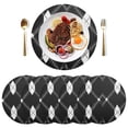 thumbnail image 5 of Ryvnso Black White Plaid Checkered Round Plate Mats Dining Table Placemat Set of 4 for Holiday Decoration, 5 of 7