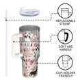 thumbnail image 4 of OBREWU Husky and Pink Flower Tumbler with Handle and Lid,Husky and Pink Flower 40oz Double Wall Vacuum Insulated Tumbler,Cups Gift for Women and Men, 4 of 7