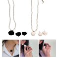 thumbnail image 2 of Imitation Pearls Necklace Floral Choker Neckchain Exquisite Black/White Roses, 2 of 5