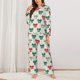 thumbnail image 2 of Fotbe Retro bows Conjunto de Pijama de Manga Larga para Mujer con Estampado, Ropa de Dormir de 2 Piezas, Conjunto de Casa Suave y Cómodo con Bolsillos-Medium, 2 of 7