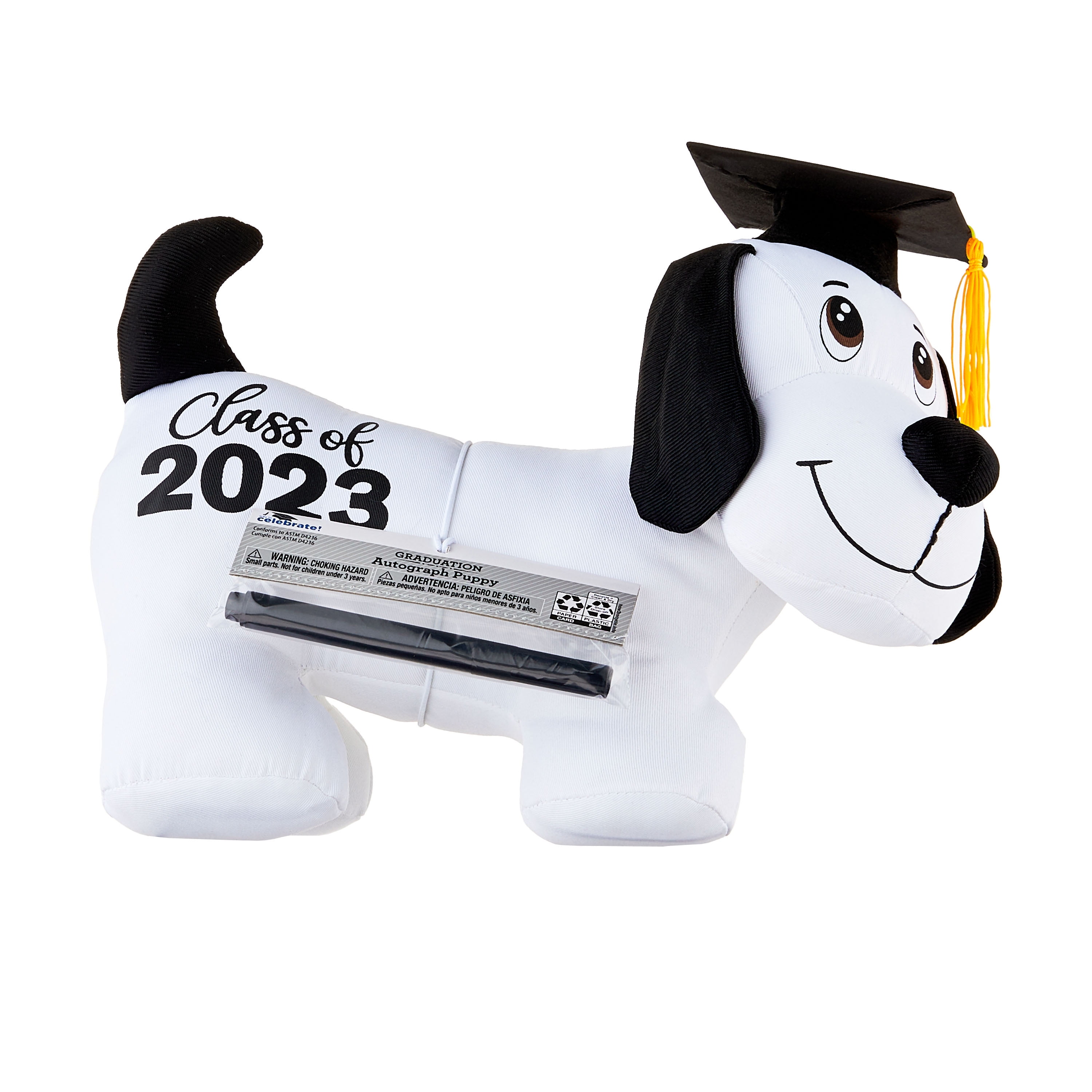 Way To Celebrate Graduation 11.75Inch Plush Autograph Puppy, Black