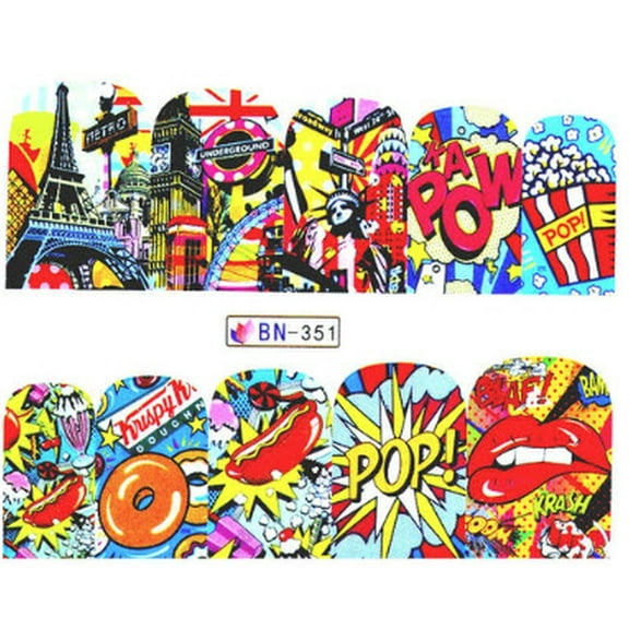 Full Sheet PoP Culture Lips Nail Stickers - Salon Quality Nail Art Nail Wrap Nail Decals - 1 Sheet