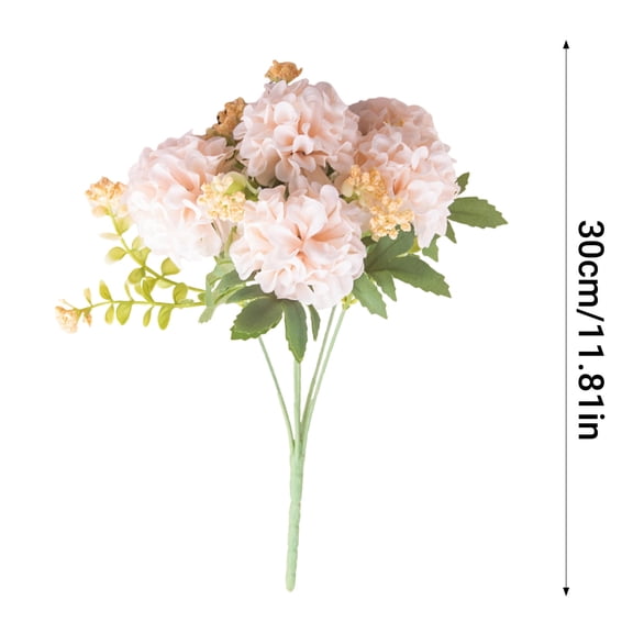 SLYNSHome Faux Hydrangeas Fake Flowers Light Pink Artificial Silk Hydrangea Flower Bouquets with Stems Arrangement for Home Wedding