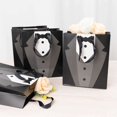 thumbnail image 6 of Efavormart 12 Pack White Black Tuxedo Paper Gift Tote Bags With Satin Handles, Wedding Party Favor Reusable Goodie Bags - 8"x9", 6 of 11
