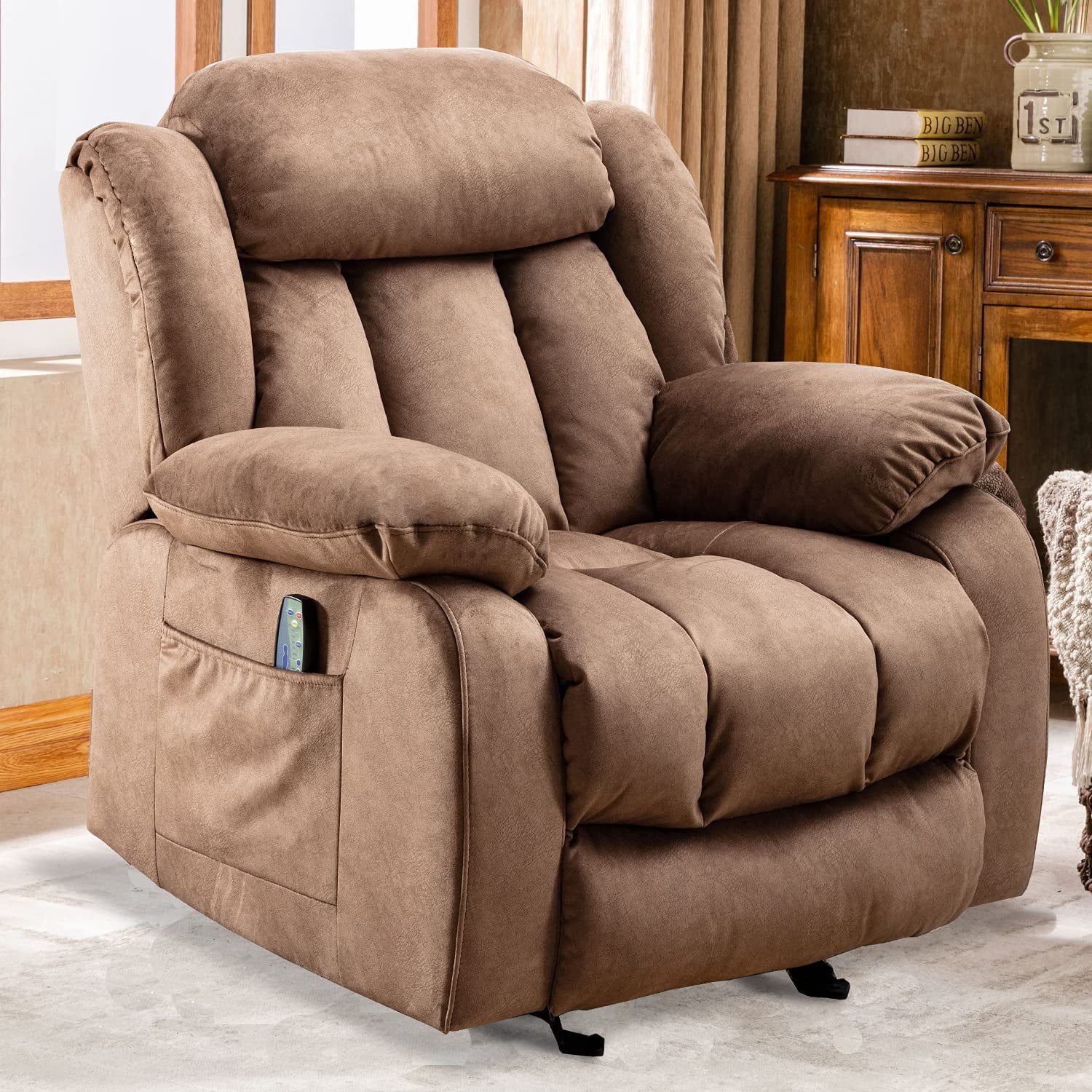 CANMOV Rocker Recliner Chair Manual with Contemporary Overstuffed Arms and Back, Heavy Duty