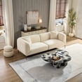 thumbnail image 2 of Modern Curved Sofa for Living Room Family Movie Nights and Reading Hours, Soft Boucle Fabric Upholstery with Solid Wood Frame, Compact Size for Small Spaces, 2 of 9