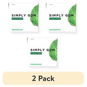 (2 pack) Simply Gum, Peppermint Sugar Free Gum, Non GMO, Vegan, 15 Pcs, 3 Ct