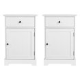 thumbnail image 1 of 2 Piezas Mesillas de Noche Blanca Mesita de Noche con Un Cajón Mesas Auxiliares Moderno para Dormitorio Cama Salón Muebles Organizadores Blanco, 1 of 5
