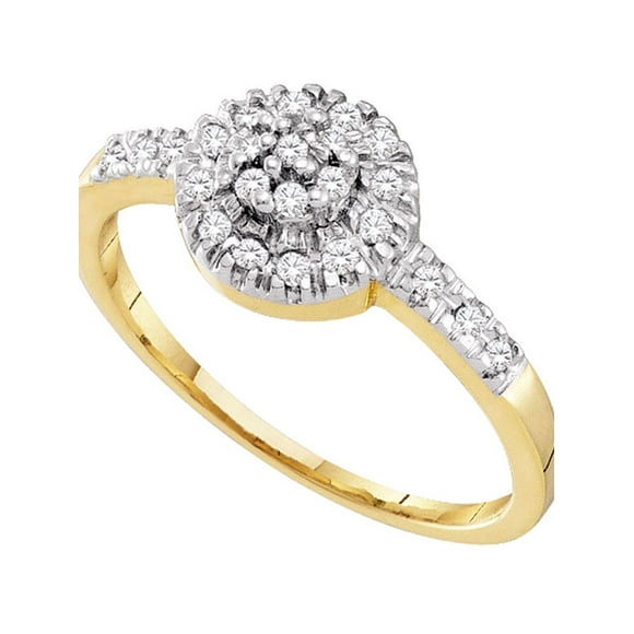 10kt Yellow Gold Womens Round Diamond Cluster Ring 1/5 Cttw