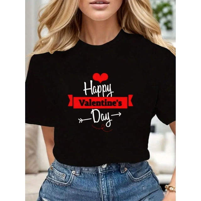Stylish Happy Valentine's Day Graphic Tees Cotton Soft Stylish Casual Short Sleeve Crew Neck Top Tee For Adult, Men, Women, Teen, Teenager, Adolescent, Youth
