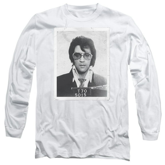 Trevco ELV778-AL-3 Elvis Presley & Framed Long Sleeve Adult 18-1 T-Shirt, White - Large