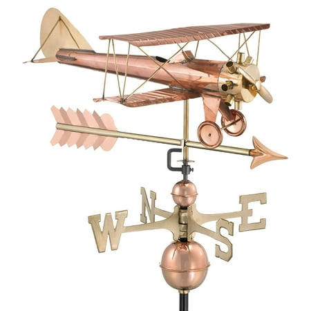 - Good Directions Biplane with Arrow Weathervane, Pure Copper - 26