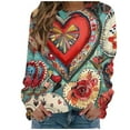 thumbnail image 4 of Qepwscx Oversized Tshirts For Women Long Sleeve Valentine'S Day Crew Neck Sweatshirts Love Heart Printed Colorful Blouses Womens Going Out Tops Pullover Sweatshirt Graphic Plus Size Shirt Vacation, 4 of 5