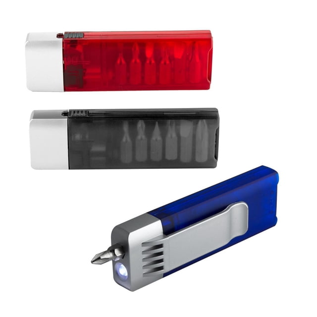 Desarmador con luz LED y puntas intercambiables - FALCOR rojo 3.2 x 9.8